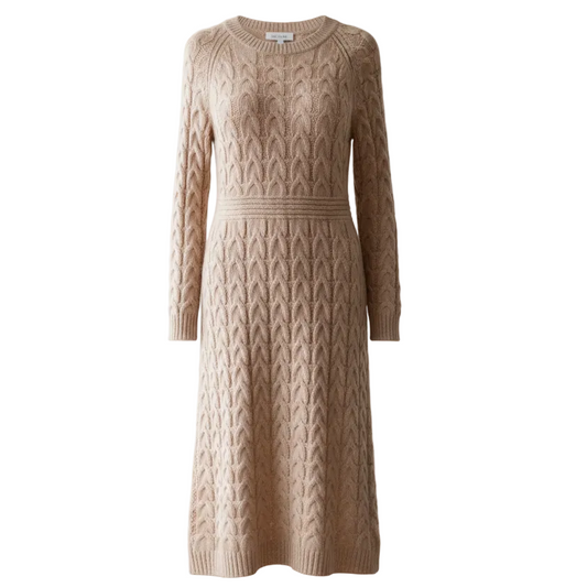 Women's Bella Round Neck Cable Cashmere Dress