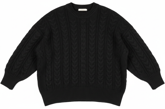 Black Women's Oversized Cable Cashmere Jumper